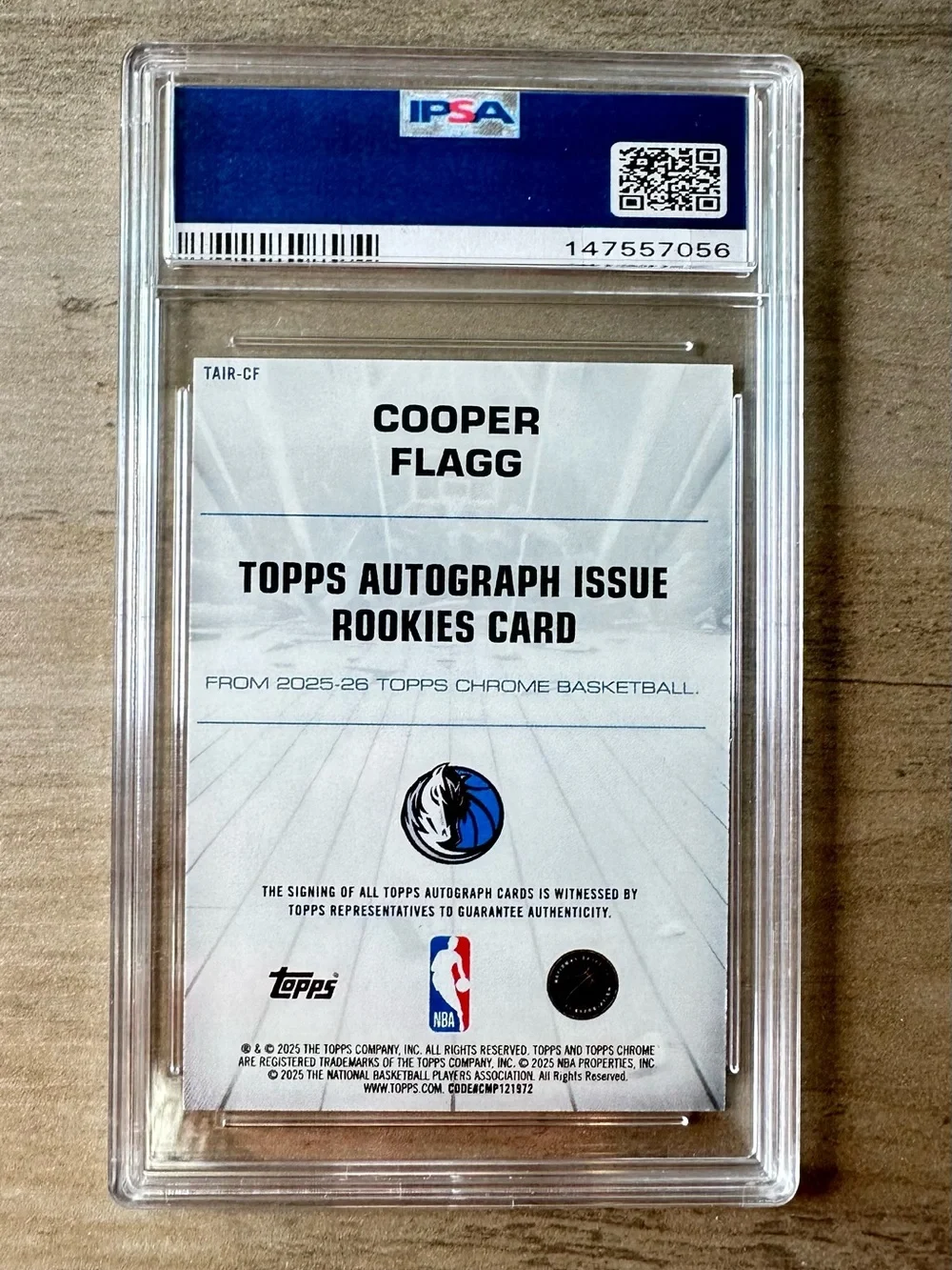Cooper Flagg Rookie 2025 Topps Chrome Autograph Issue Gem Mint 10 Novelty Card.